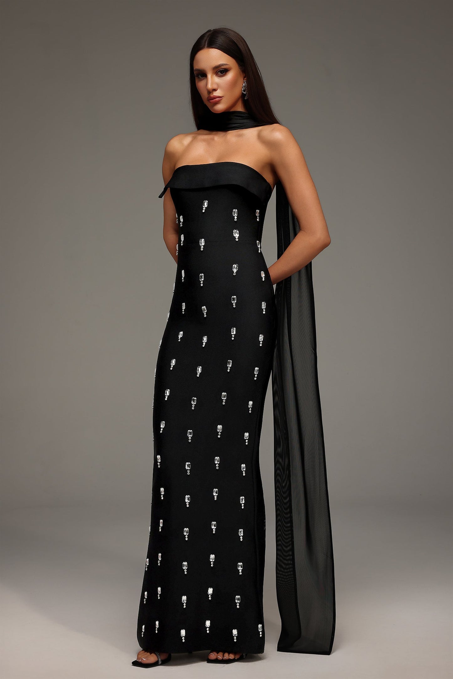 Nadja Sleeveless Diamond Bunting Bandage Maxi Dress by Bella Barnett - D250701236