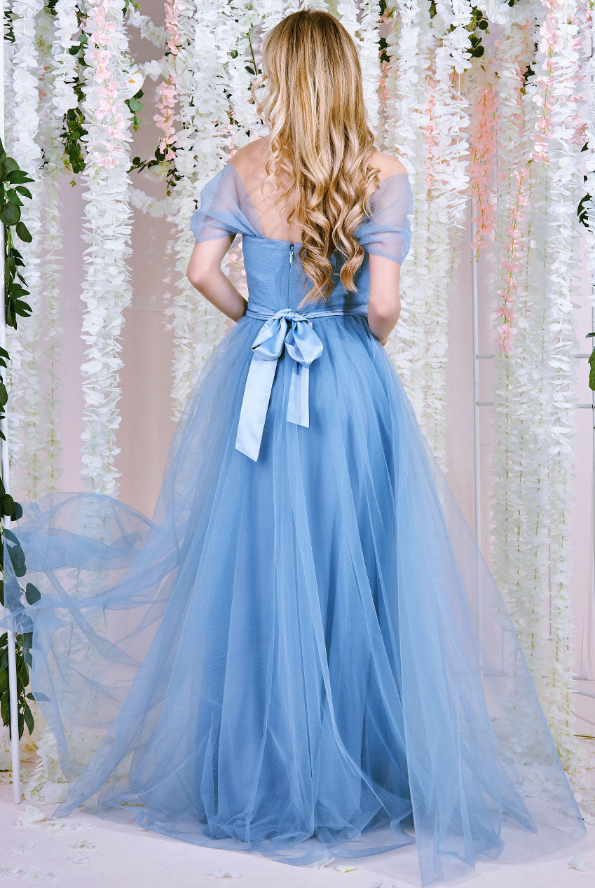 Goddiva Pleated Off Shoulder Bardot Princess Maxi Dress