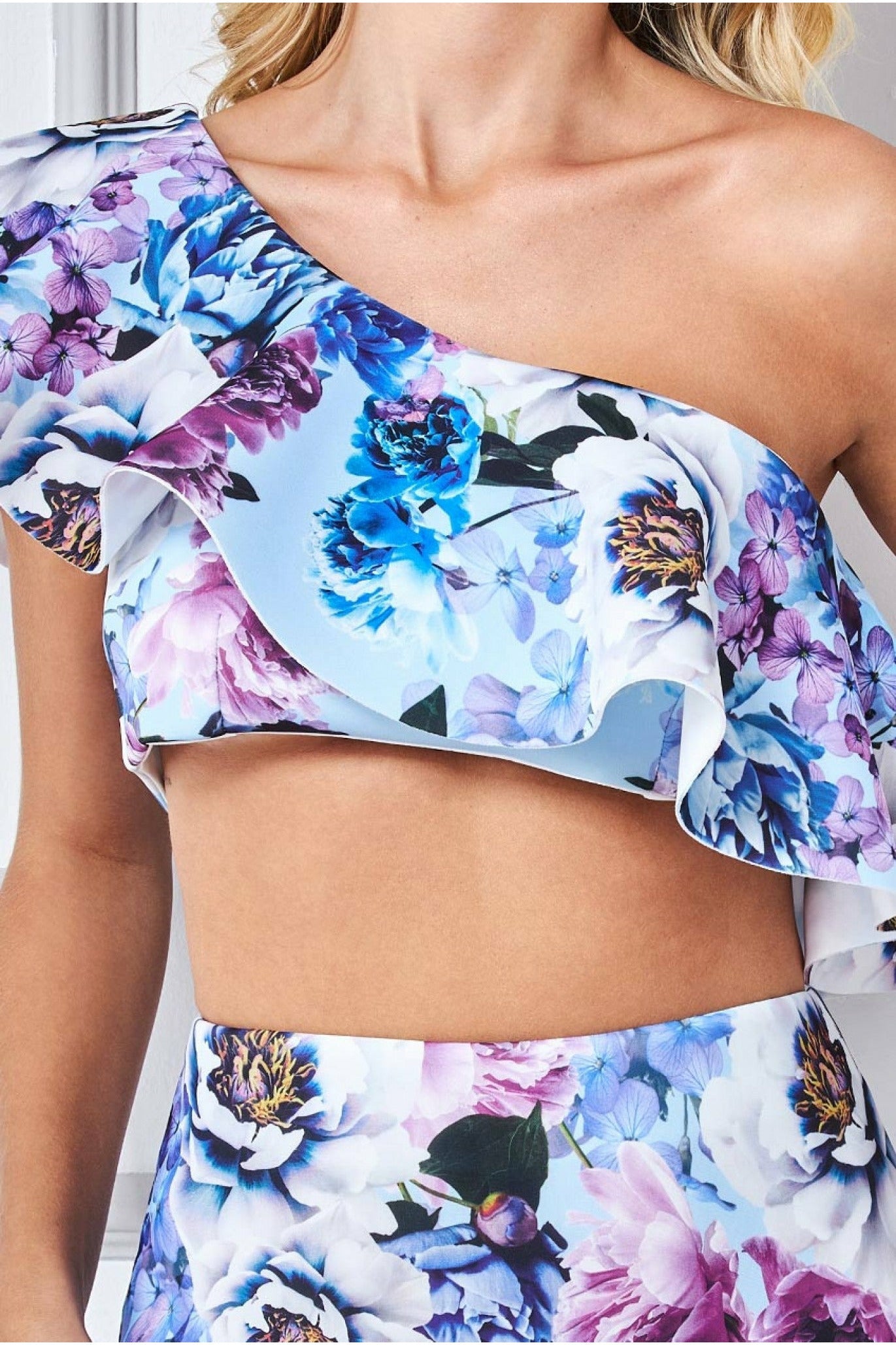 City Goddess Scuba Foam One Shoulder Crop Top