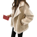Women Short Lamb Velvet Suede Jacket