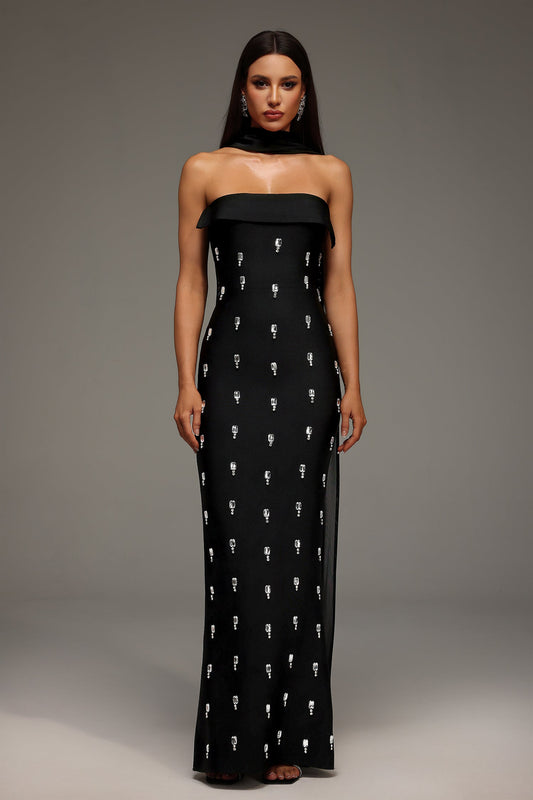 Nadja Sleeveless Diamond Bunting Bandage Maxi Dress by Bella Barnett - D250701236