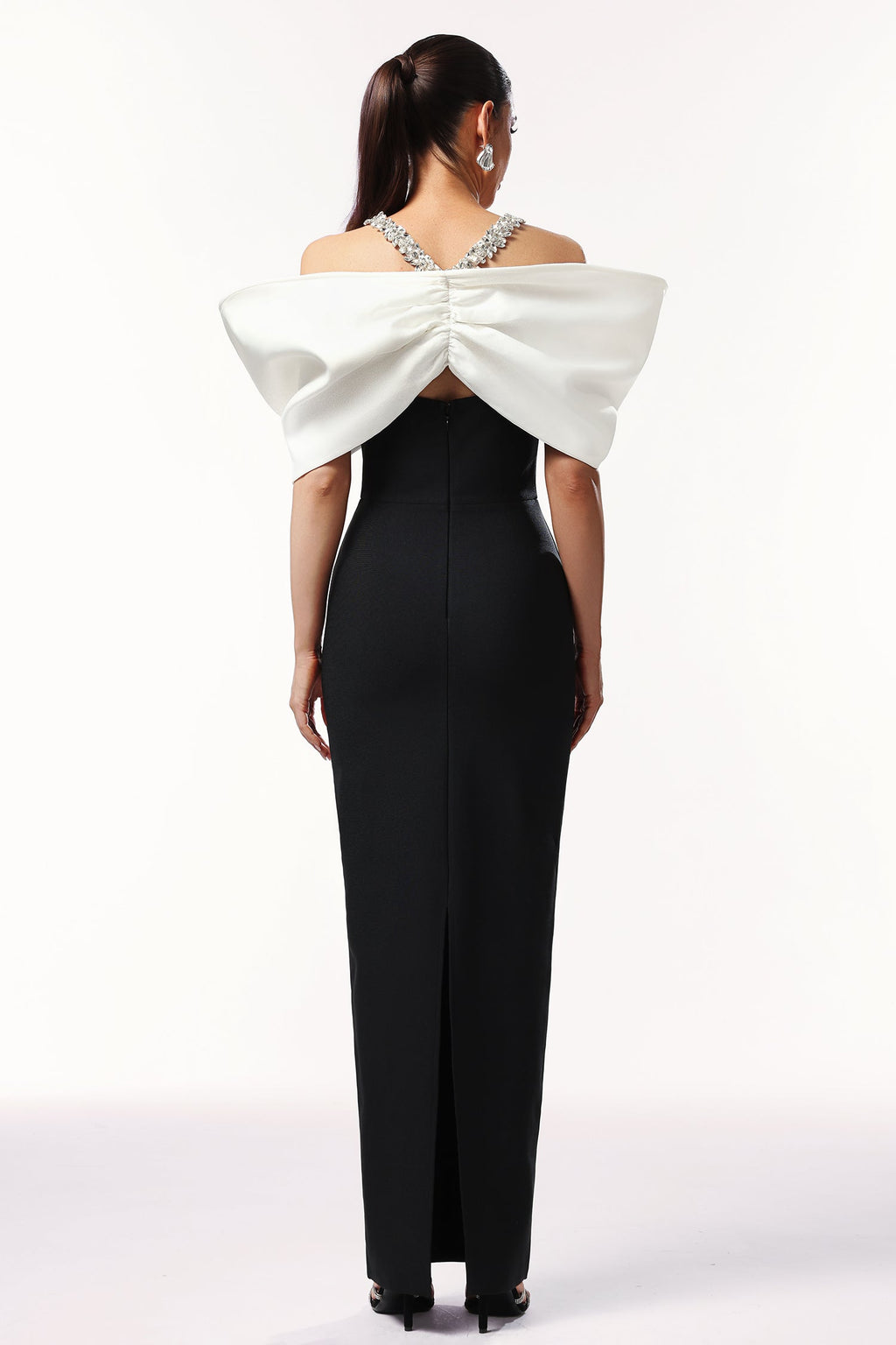 Lucifa Halter Sleeveless Bow Diamond Ribbon Bandage Maxi Dress by Bella Barnett - D250301626