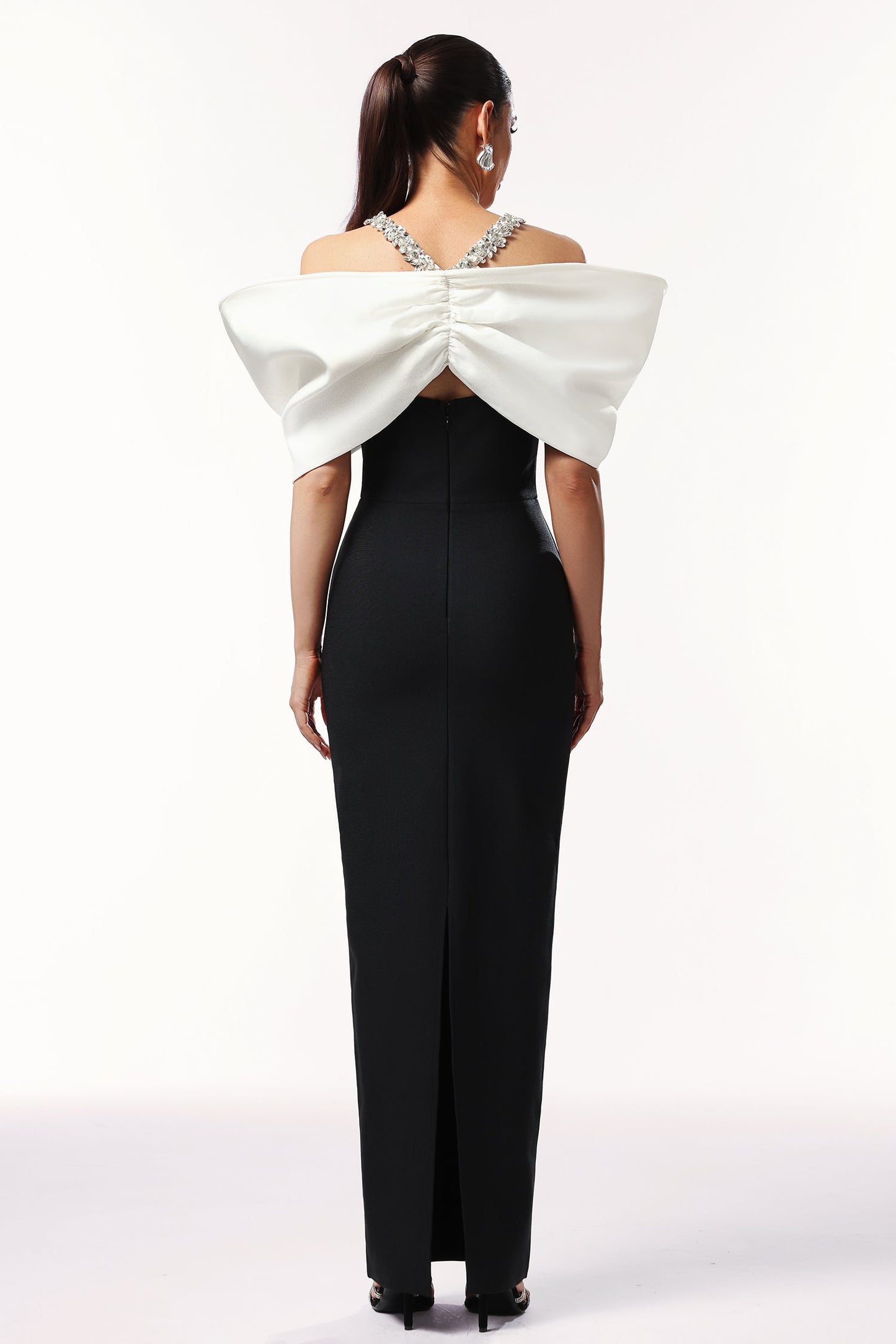 Lucifa Halter Sleeveless Bow Diamond Ribbon Bandage Maxi Dress by Bella Barnett - D250301626