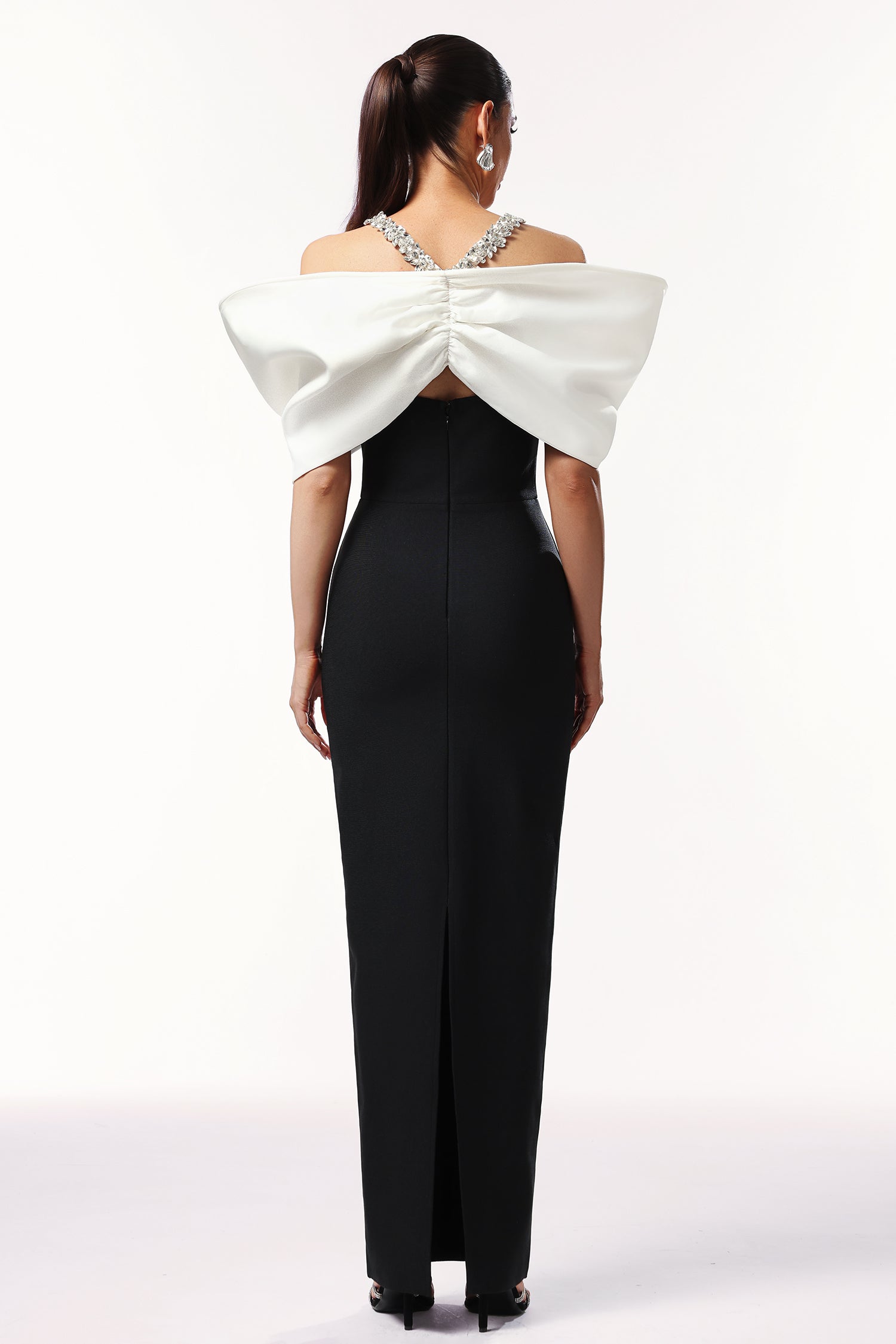 Lucifa Halter Sleeveless Bow Diamond Ribbon Bandage Maxi Dress by Bella Barnett - D250301626
