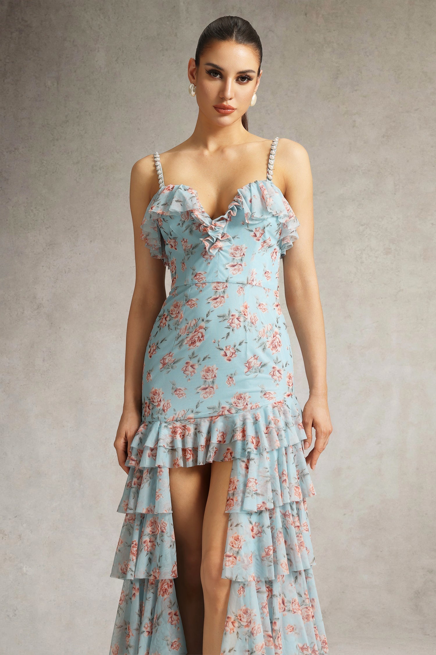 Haliy Floral Print Ruffle Maxi Dress by Bella Barnett - D250703301