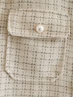 Women Plaid Pearl Buttons Pattern Thick Coat