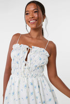 Tie Front Ditsy Puffball Dress by Pink Vanilla - SS25128P014