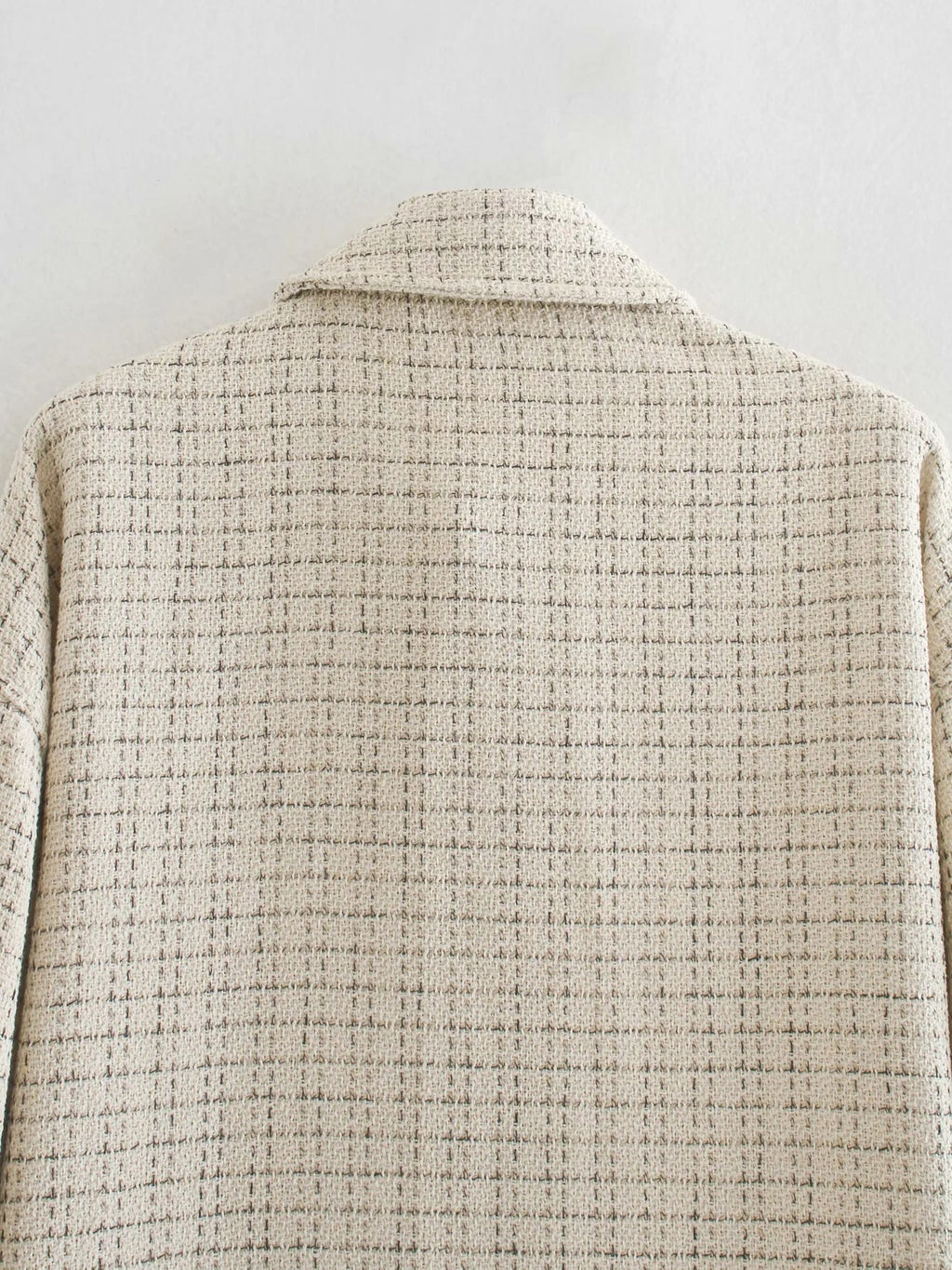 Women Plaid Pearl Buttons Pattern Thick Coat