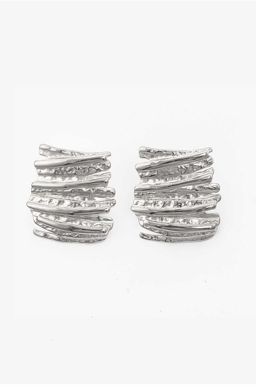 Rectangular Textured Stud Earrings by MUCHV - E31