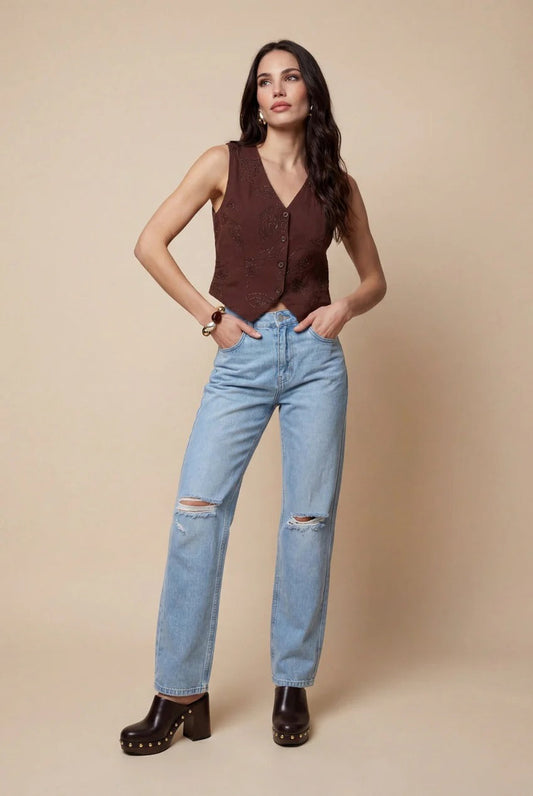 Metallic Waistcoat Chocolate by Urban Bliss - 40TOP38702 C24
