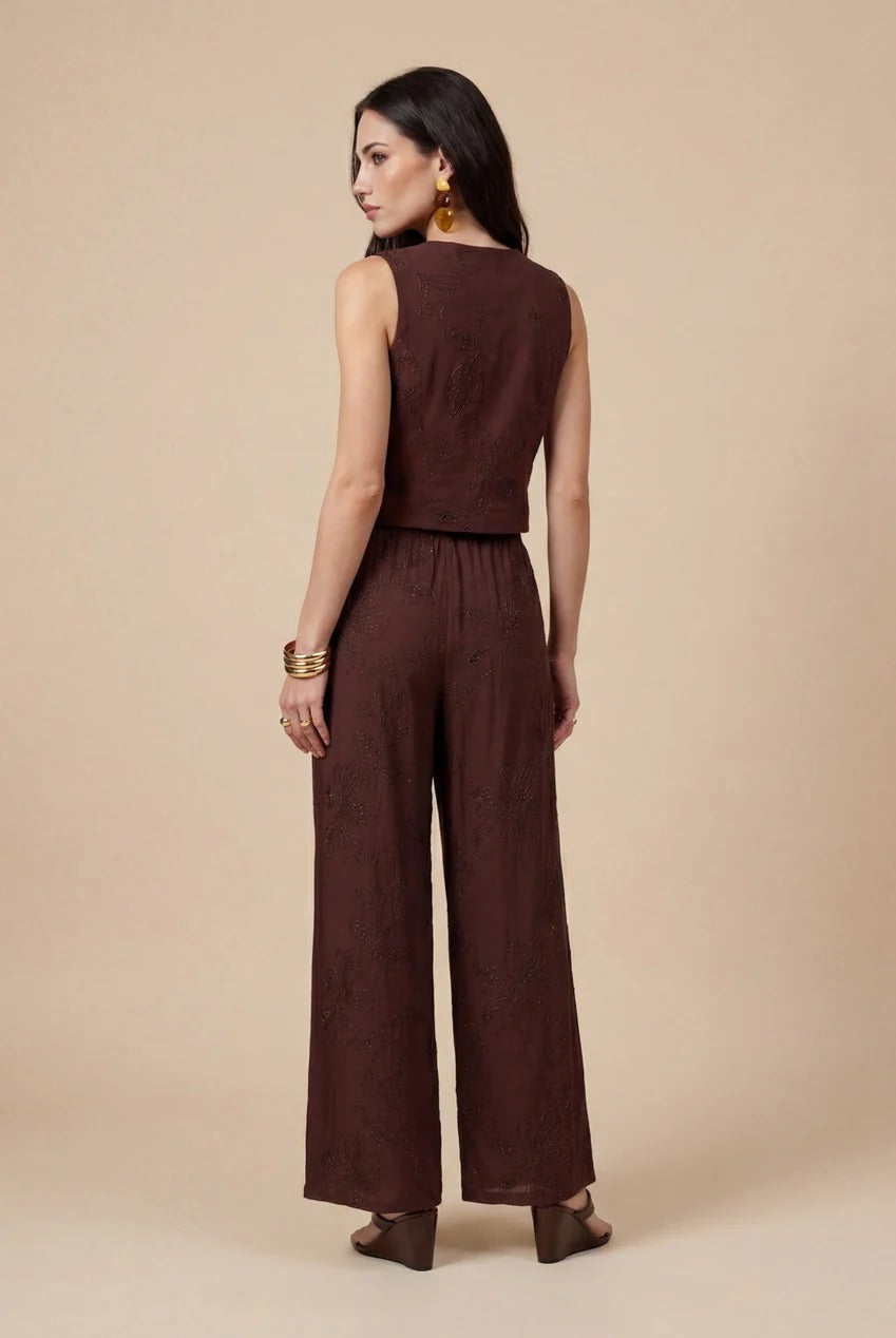 Metallic Wide Leg Trouser Chocolate by Urban Bliss - 40TRS38703 C24