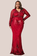 Goddiva Plus Starburst Embroidered Sequin Maxi Dress