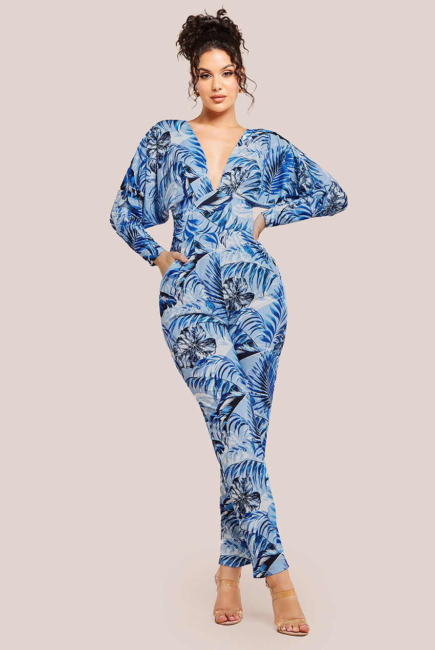 Goddiva Tropical Print Jumpsuit