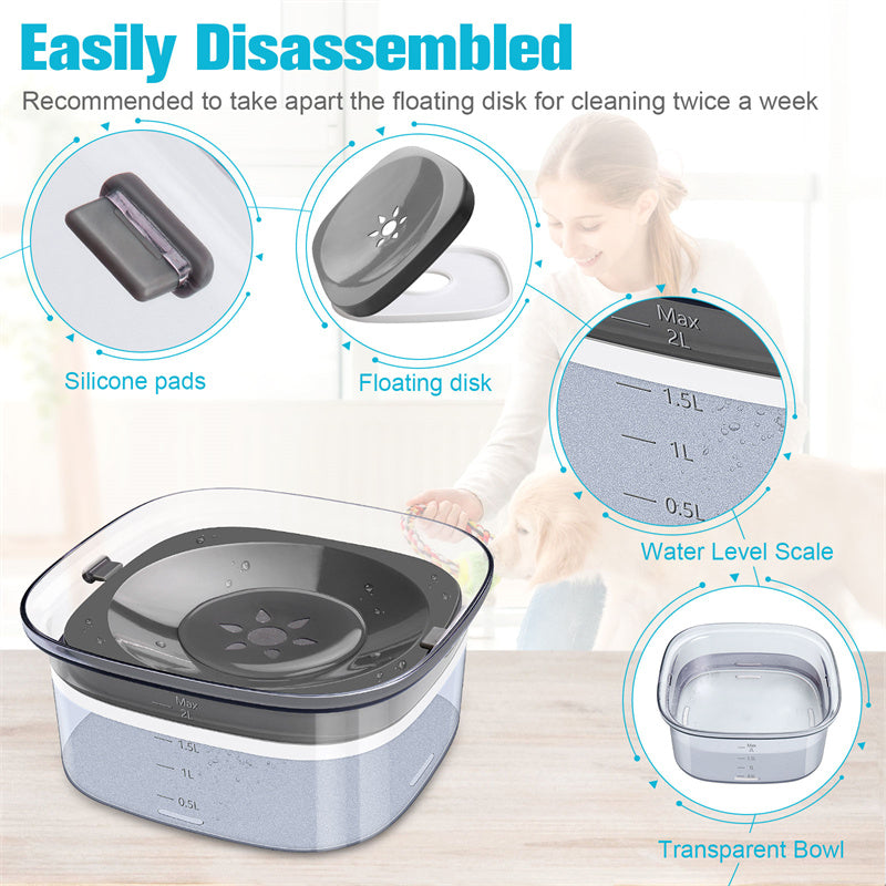 Large Capacity Spill Proof 70oz Dog Water Bowl