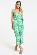 Green Floral Wrap Midi Dress by Liquorish - WEN60058039