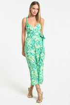 Green Floral Wrap Midi Dress by Liquorish - WEN60058039