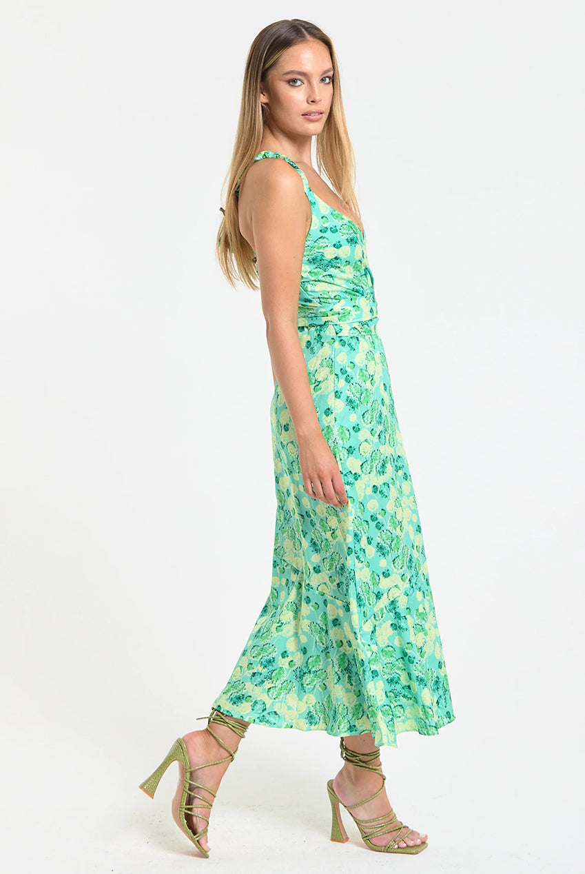 Green Floral Wrap Midi Dress by Liquorish - WEN60058039