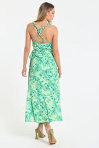 Green Floral Wrap Midi Dress by Liquorish - WEN60058039