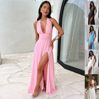 Sexy Halterneck Slit Strappy Dress for Women