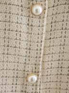 Women Plaid Pearl Buttons Pattern Thick Coat