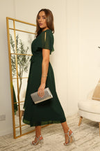Chiffon Wrap Dress With Cape Sleeves by Double Second - DR0000675
