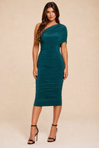 Alice Green One Shoulder Midi Dress by Honor Gold - HG ALICE