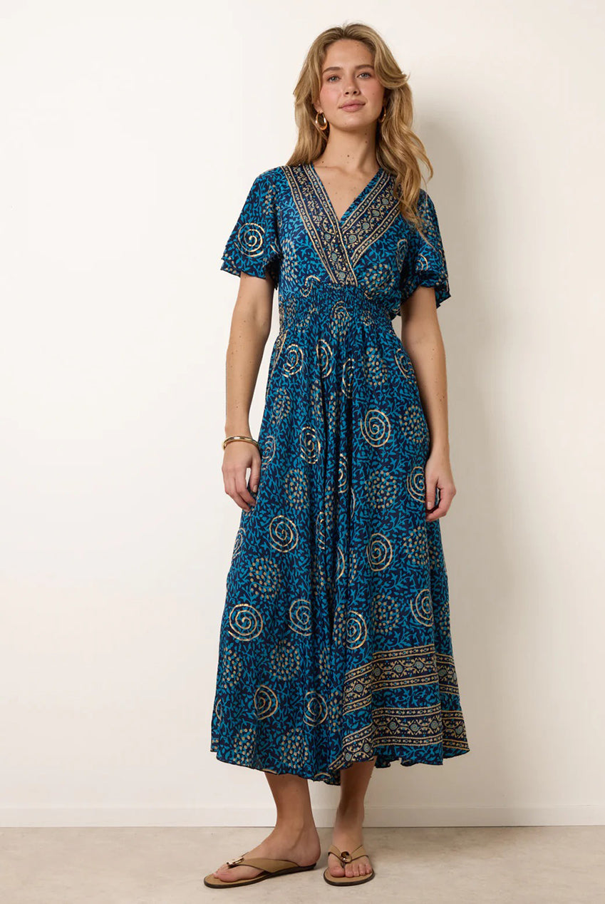 Wrap Over Tie Back Maxi Dress by Blue Vanilla - BV269913002