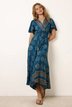 Wrap Over Tie Back Maxi Dress by Blue Vanilla - BV269913002