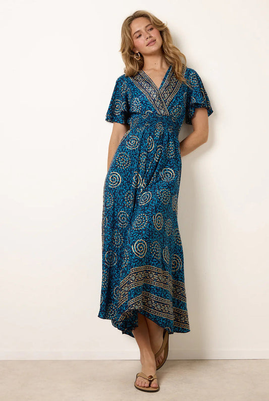 Wrap Over Tie Back Maxi Dress by Blue Vanilla - BV269913002