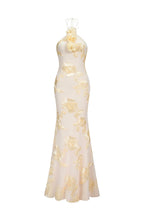 Griselda Flower Halter Embroidery Maxi Dress - White by Bella Barnett - D240801140