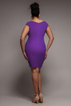 Bardot Pleated Midi Dress - Purple by Goddiva Plus - DR1092AP