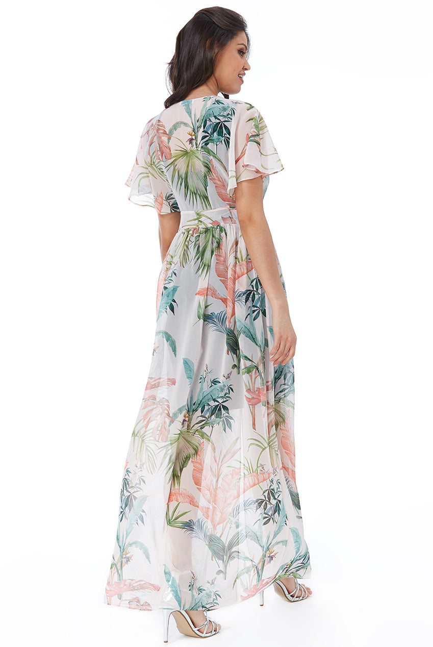 City Goddess Palm Print Maxi Kimono