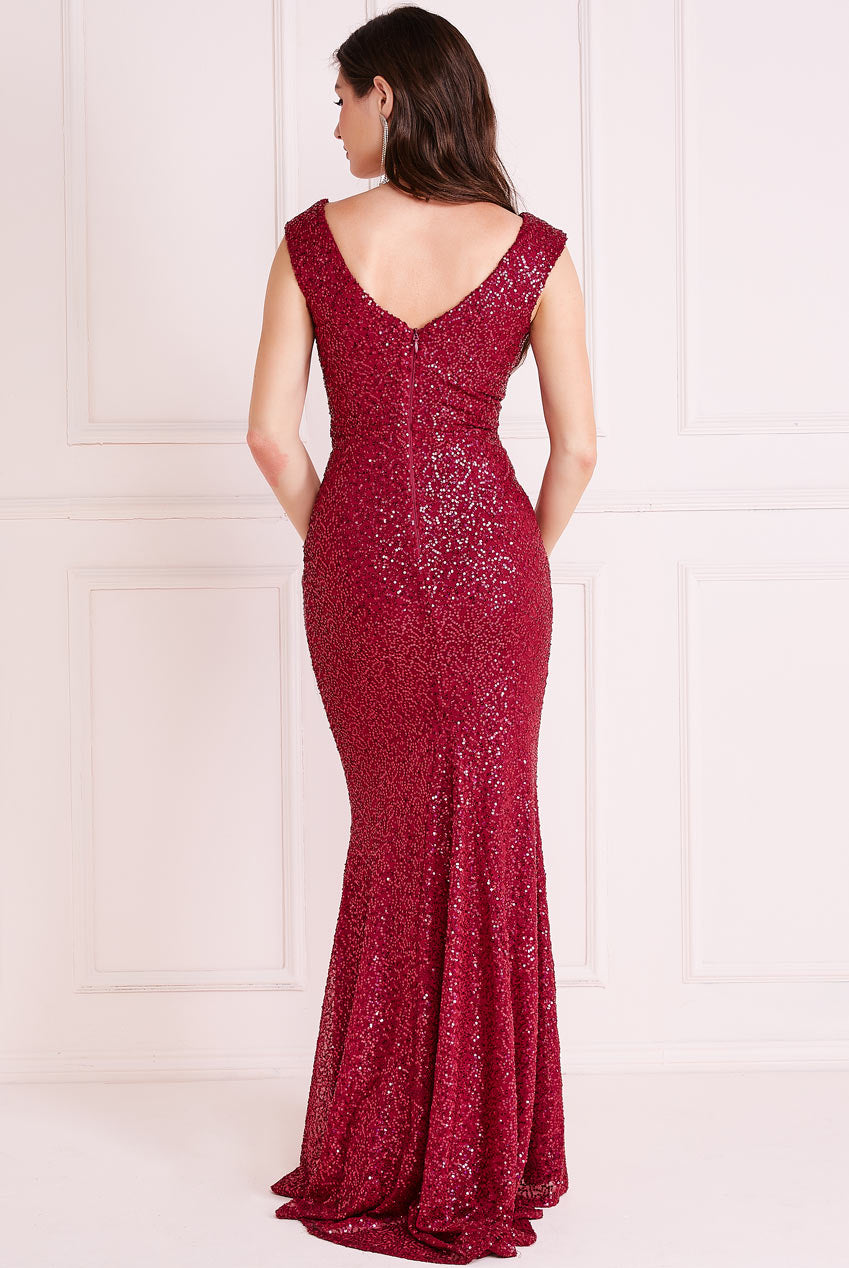 Goddiva Twisted Knot Patterned Sequin Maxi Dress