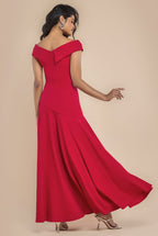 Goddiva Scuba Crepe Off Shoulder Front Split Maxi Dress