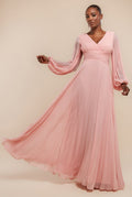 Goddiva Balloon Sleeve Chiffon Maxi Dress