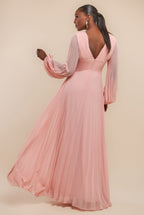 Goddiva Balloon Sleeve Chiffon Maxi Dress