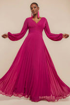 Goddiva Balloon Sleeve Chiffon Maxi Dress