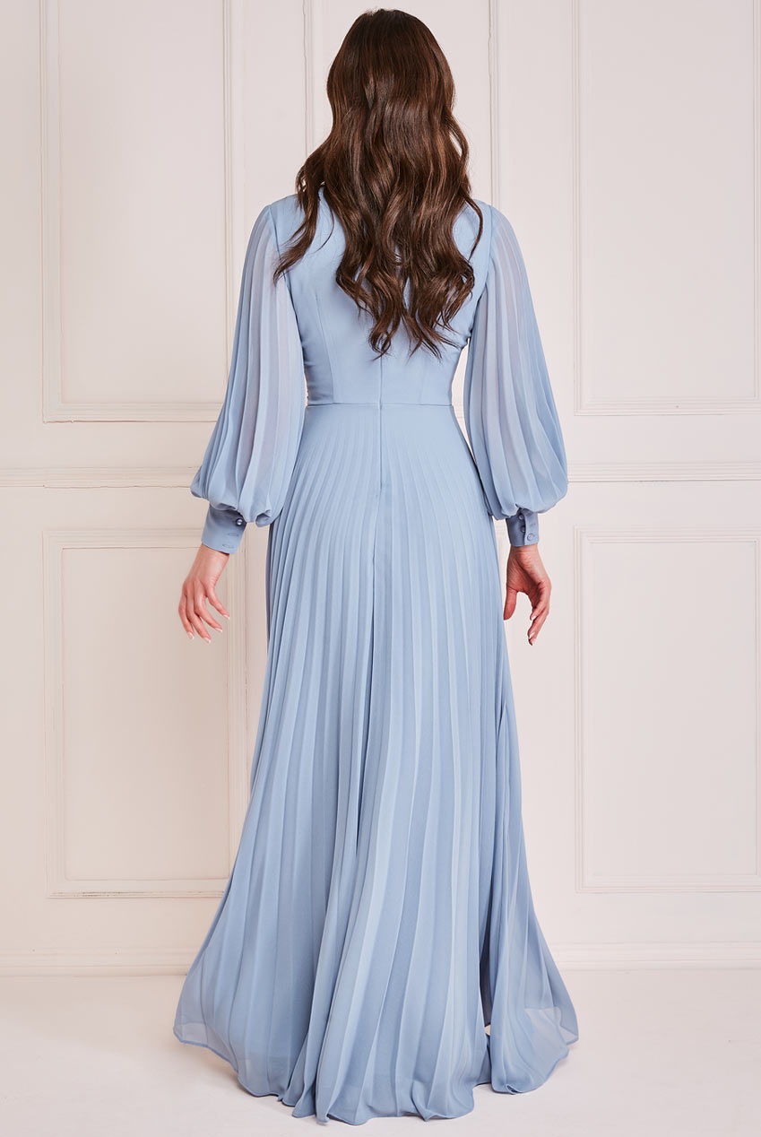 Goddiva Fully Pleated Chiffon Maxi Dress