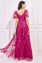 Goddiva Flared Sleeve Embroidered Maxi Dress