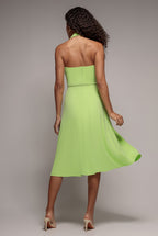 Frilled Halter Neck Strap Midi Dress - Lime by Goddiva - DR4205