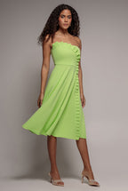 Frilled Halter Neck Strap Midi Dress - Lime by Goddiva - DR4205