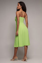 Frilled Halter Neck Strap Midi Dress - Lime by Goddiva - DR4205
