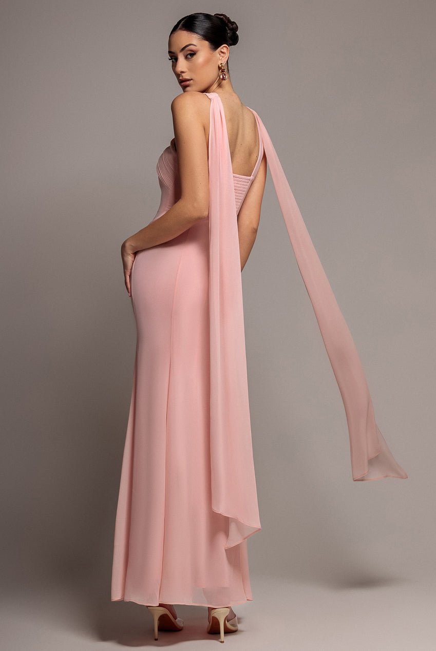 Goddiva CROSS FRONT SCARF BACK CHIFFON MERMAID MAXI DRESS BY GODDIVA