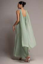 Goddiva CROSS FRONT SCARF BACK CHIFFON MERMAID MAXI DRESS BY GODDIVA
