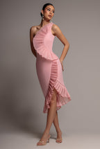 Goddiva ONE SHOULDER PLEATED FAN MIDI DRESS BY GODDIVA