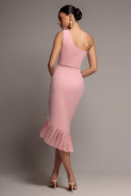 Goddiva ONE SHOULDER PLEATED FAN MIDI DRESS BY GODDIVA
