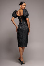 Goddiva PUFF SLEEVE SWEETHEART MIDI DRESS BY GODDIVA
