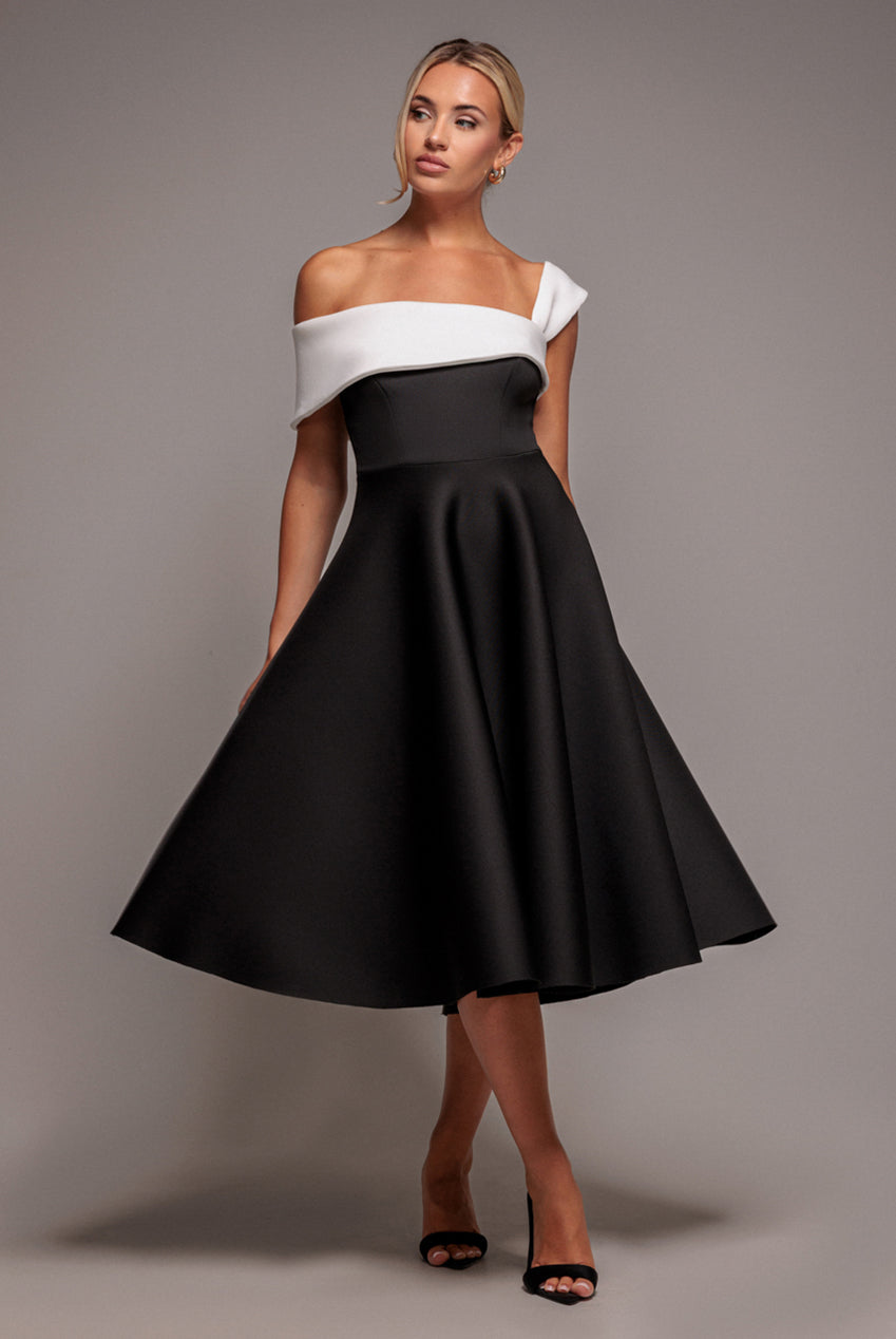 Goddiva One Shoulder A Line Midi Dress