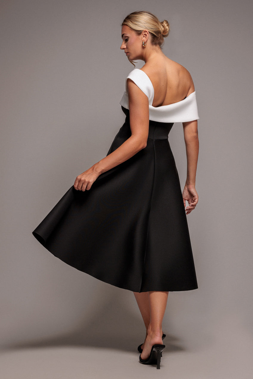 Goddiva One Shoulder A Line Midi Dress