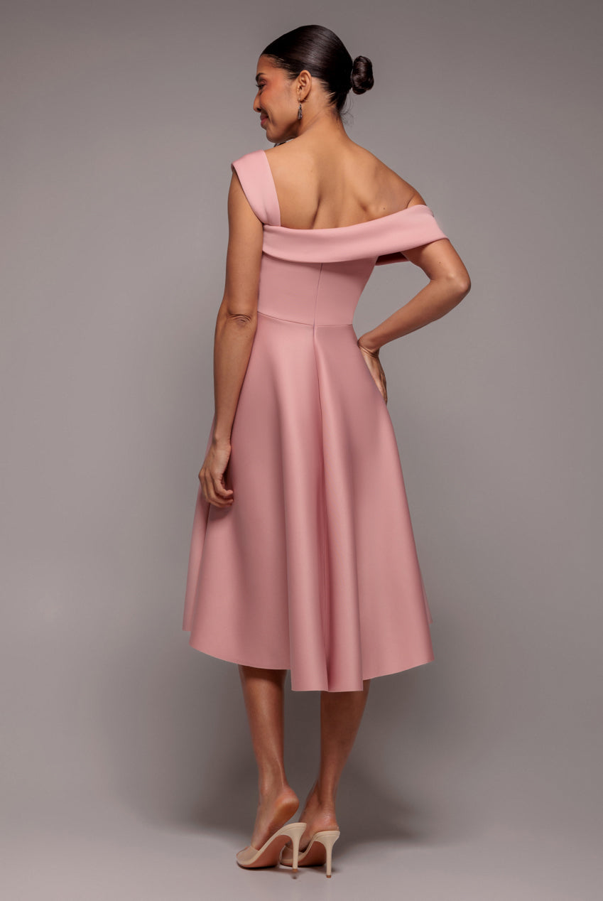 Goddiva One Shoulder A Line Midi Dress